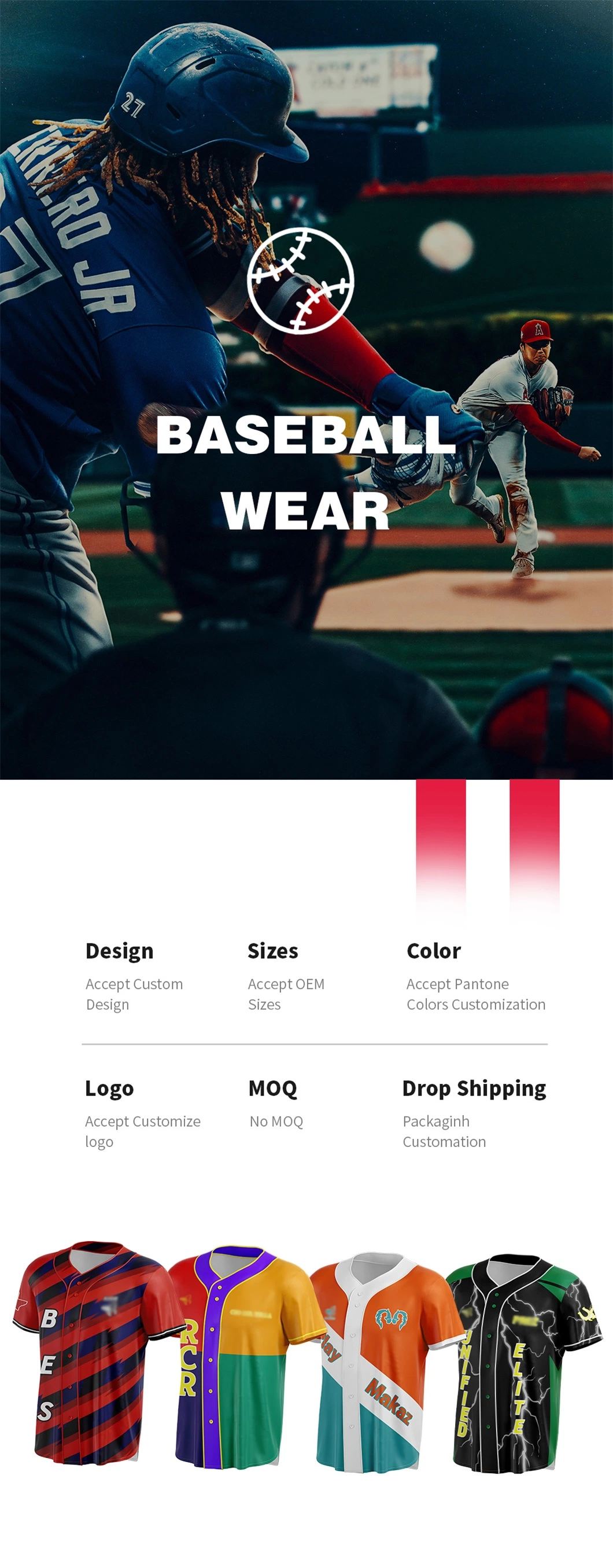 Wholesale High Quality OEM Baseball &amp; Softball Wear for Club