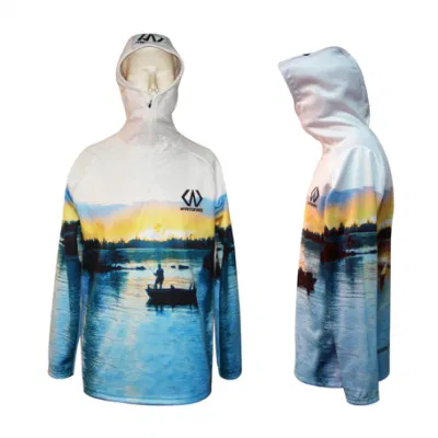 Custom Long Sleeve Outdoor Wear Fishing Hoodies for Men, Sublimation Fishing Wear