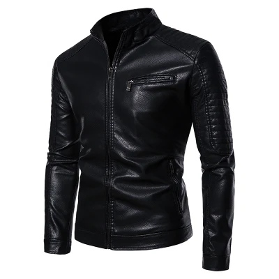 European and American Leather Jacket Motorcycle Slim Men′s Wear