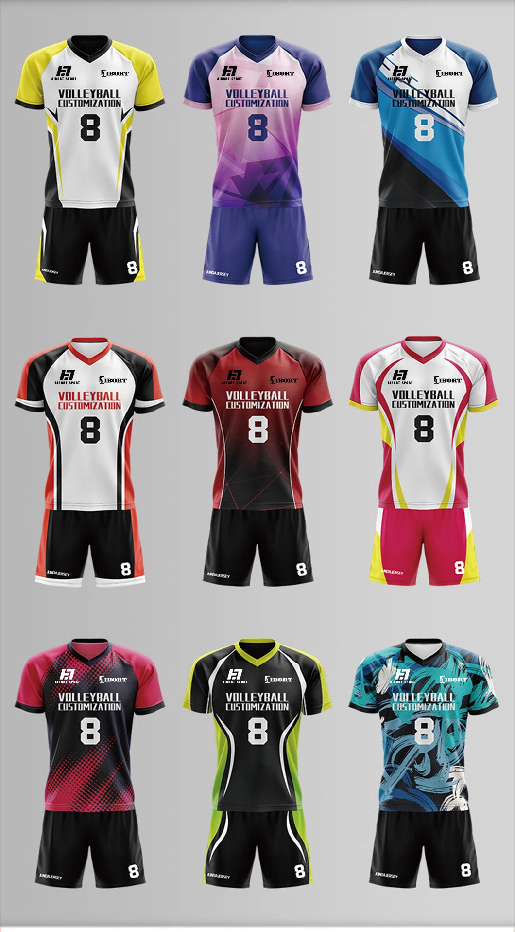 Aibort Professional Customization Volleyball Shirts Custom Women Tennis Uniform Team Set Sublimation Wholesale Volleyball Wear