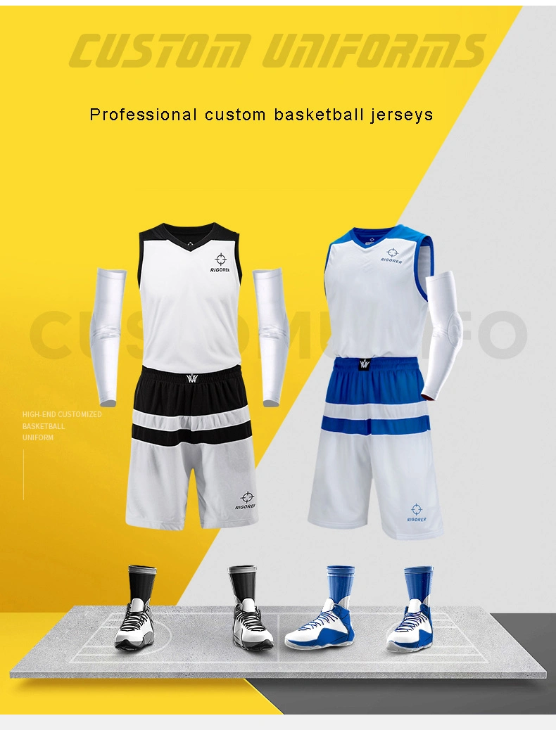 SGS Rigorer Sublimation Uniform Jersey Polyester Fabric Basketball Sports Wear for Men Breathable