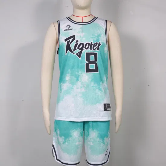 SGS Rigorer Sublimation Uniform Jersey Polyester Fabric Basketball Sports Wear for Men Breathable